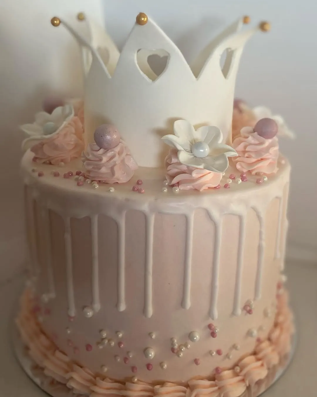 Pink Crown Drip Cake